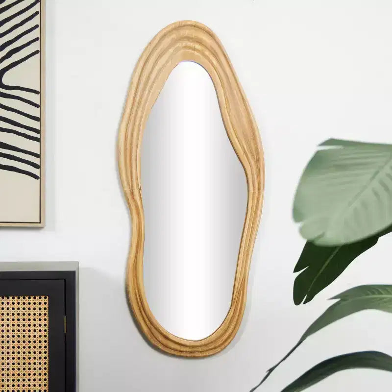 Miroir mural en bois Abstrait et ondulé : sculpté