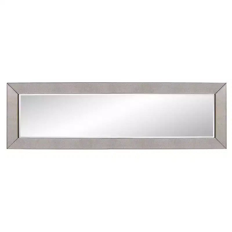 Miroir mural rectangulaire encadré orné blanc brillant