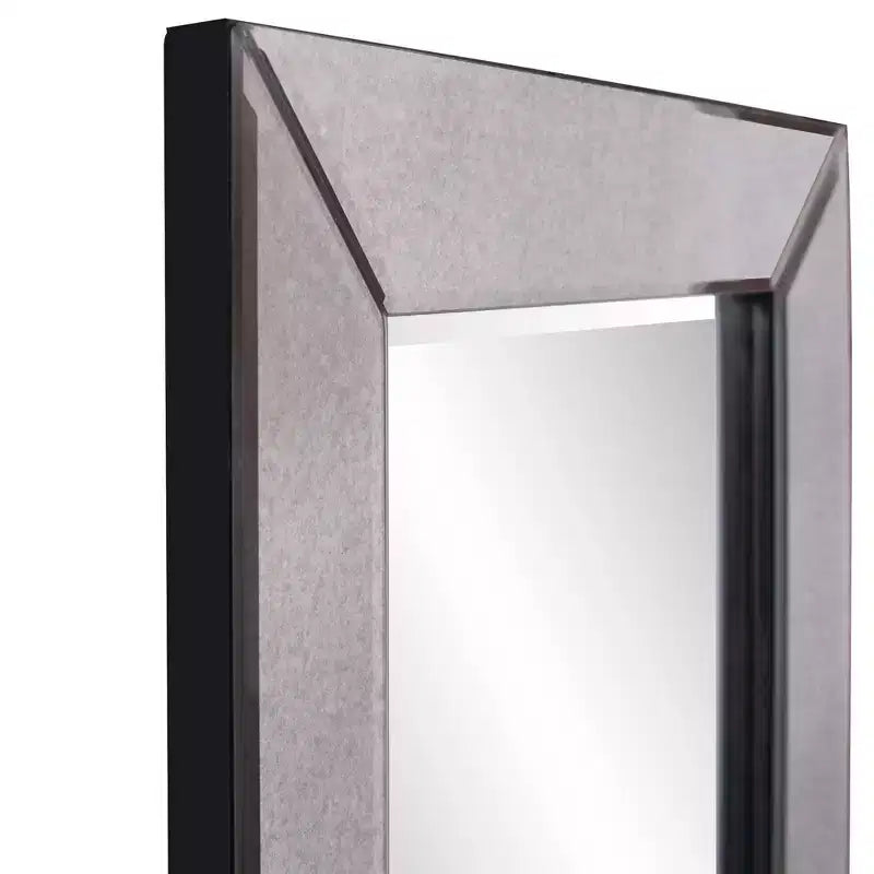 Miroir mural rectangulaire encadré orné blanc brillant