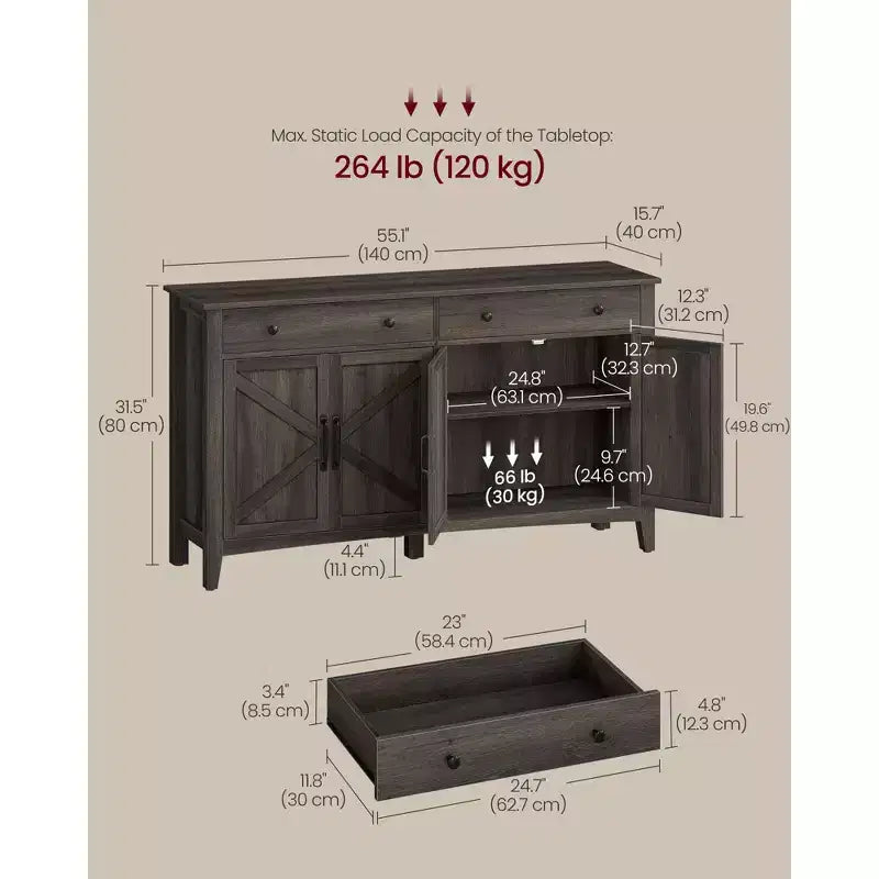 Meuble de rangement de cuisine avec 2 tiroirs