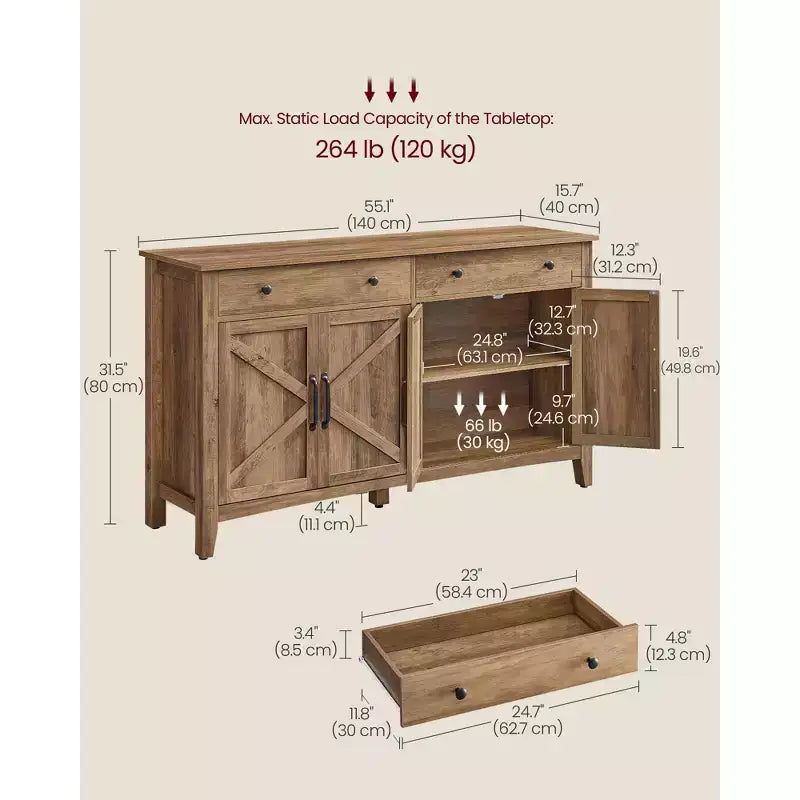 Meuble de rangement de cuisine avec 2 tiroirs