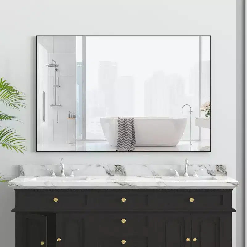 Miroir de salle de bain moderne à cadre noir