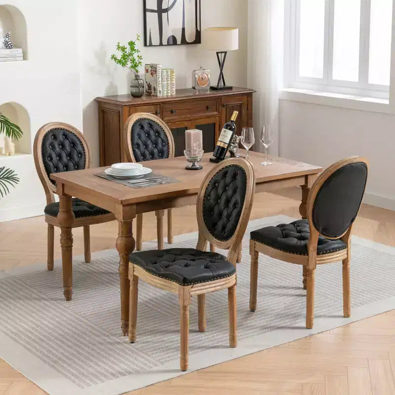 Chaise de salle à manger en bois massif de style français