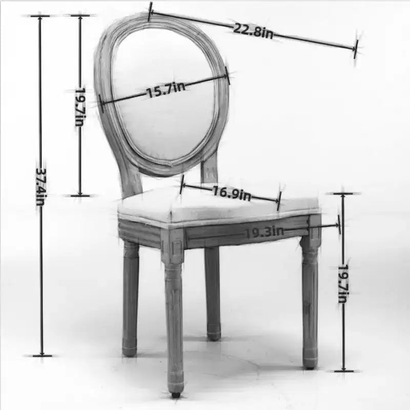Chaise de salle à manger en bois massif de style français