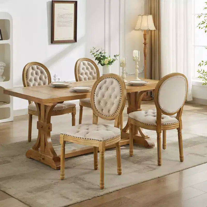 Chaise de salle à manger en bois massif de style français