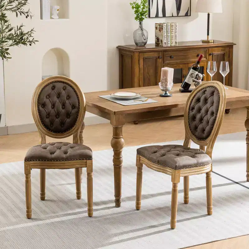 Chaise de salle à manger en bois massif de style français
