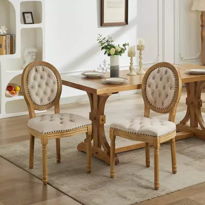 Chaise de salle à manger en bois massif de style français