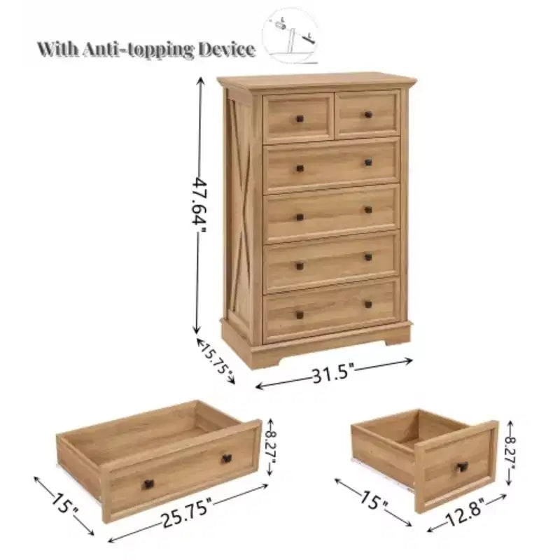 Commode 6 tiroirs, Armoire haute 6 tiroirs