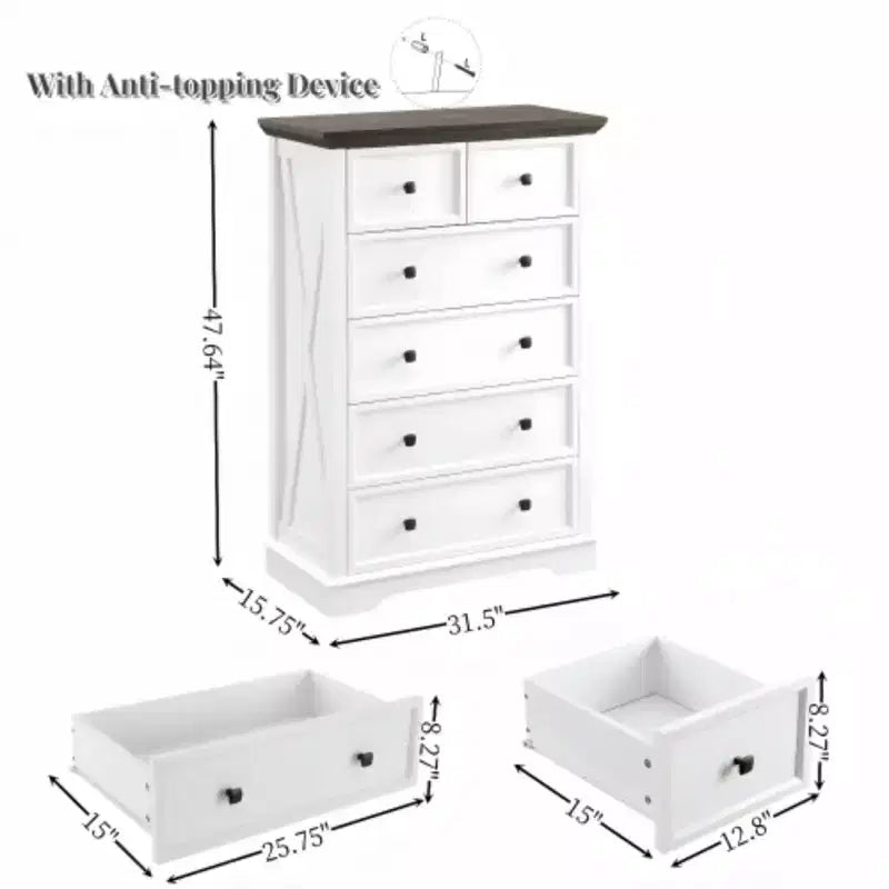 Commode 6 tiroirs, Armoire haute 6 tiroirs