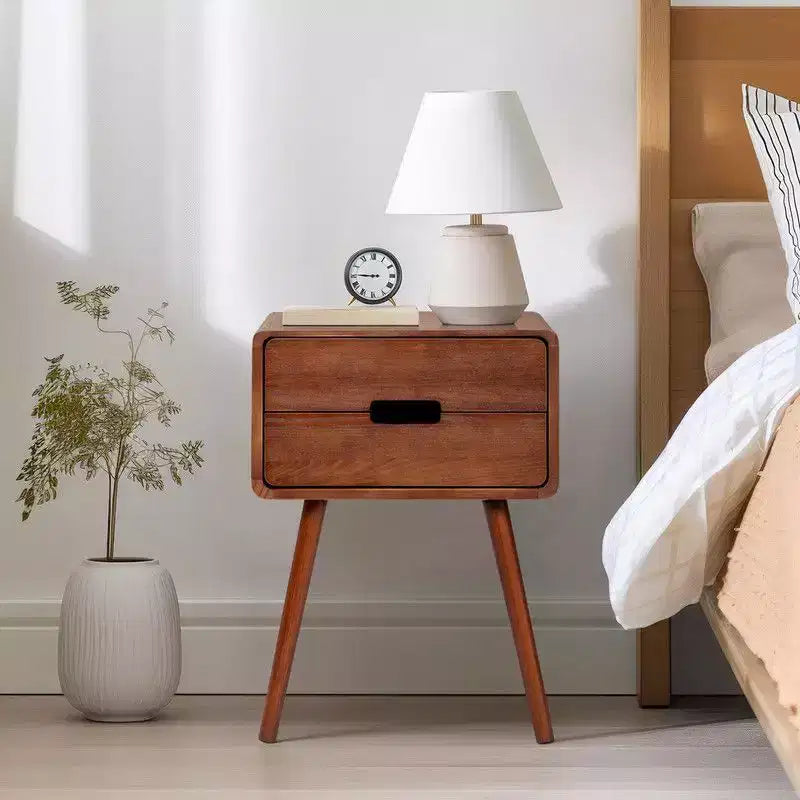 Karl Home 17.32in. W Mid-Century Solid Wood Nightstands For Bedroom