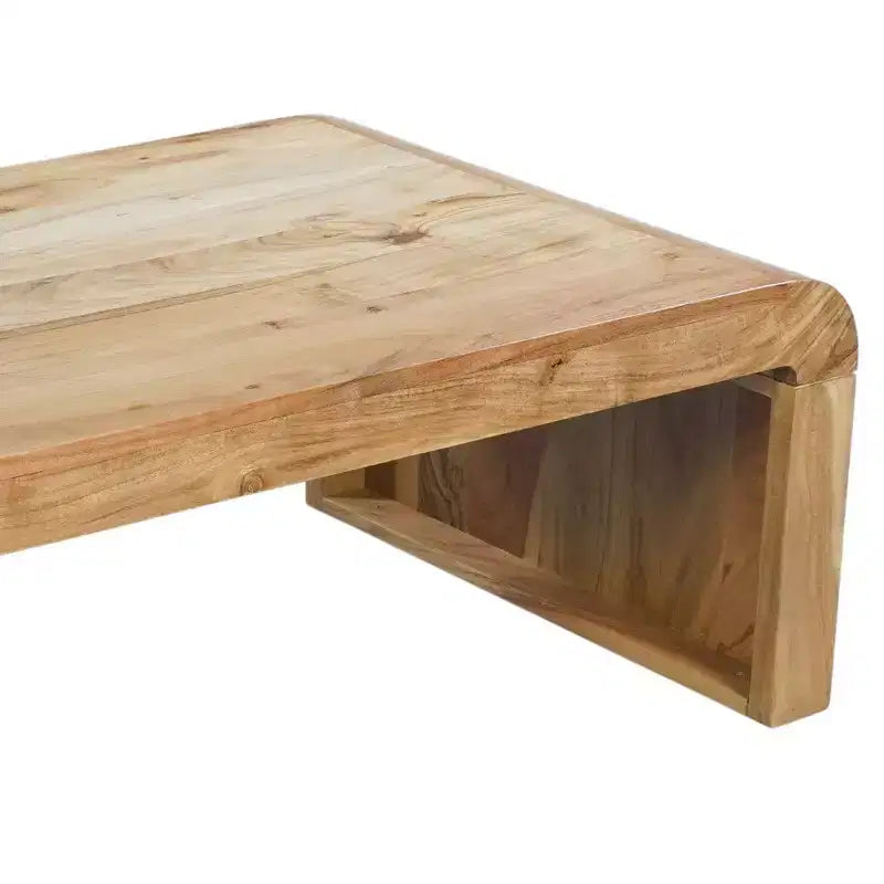 Table basse artisanale en bois d'acacia naturel rectangulaire