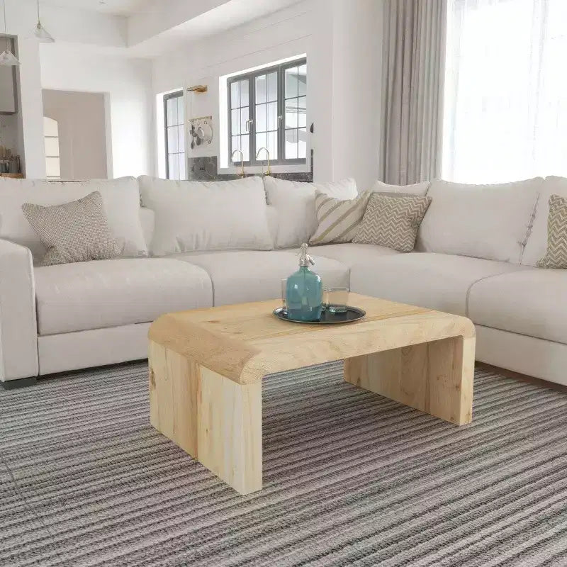 Table basse artisanale en bois d'acacia naturel rectangulaire