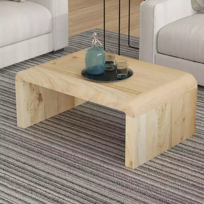 Table basse artisanale en bois d'acacia naturel rectangulaire
