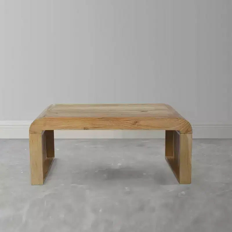 Table basse artisanale en bois d'acacia naturel rectangulaire