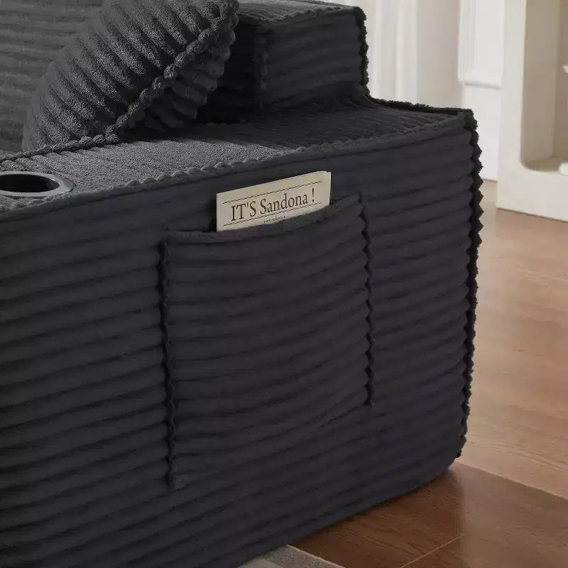 Canapé Loveseat Moderne en Velours Côtelé avec Porte-gobelets Canapé Nuage Confortable et Profond