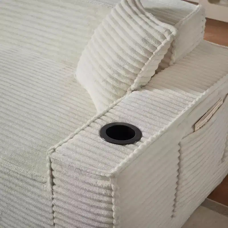 Canapé Loveseat Moderne en Velours Côtelé avec Porte-gobelets Canapé Nuage Confortable et Profond
