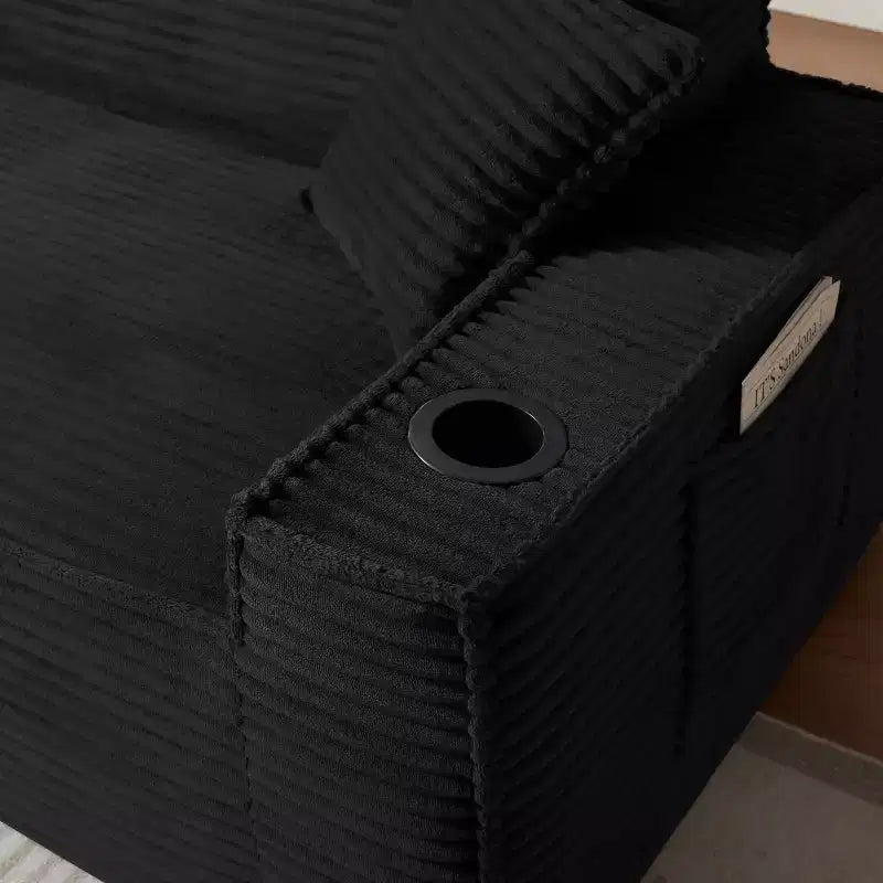 Canapé Loveseat Moderne en Velours Côtelé avec Porte-gobelets Canapé Nuage Confortable et Profond
