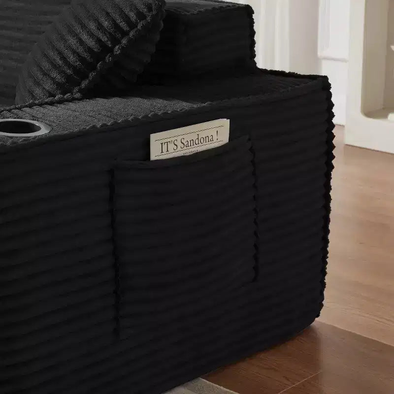 Canapé Loveseat Moderne en Velours Côtelé avec Porte-gobelets Canapé Nuage Confortable et Profond