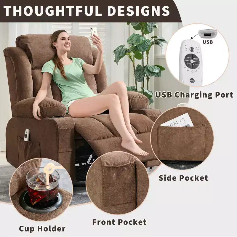 Fauteuil à bascule/relax extra-large avec rotation à 360° pour le salon