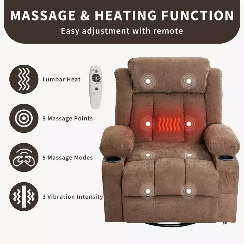Fauteuil à bascule/relax extra-large avec rotation à 360° pour le salon