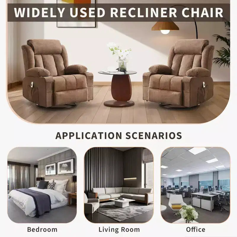 Fauteuil à bascule/relax extra-large avec rotation à 360° pour le salon