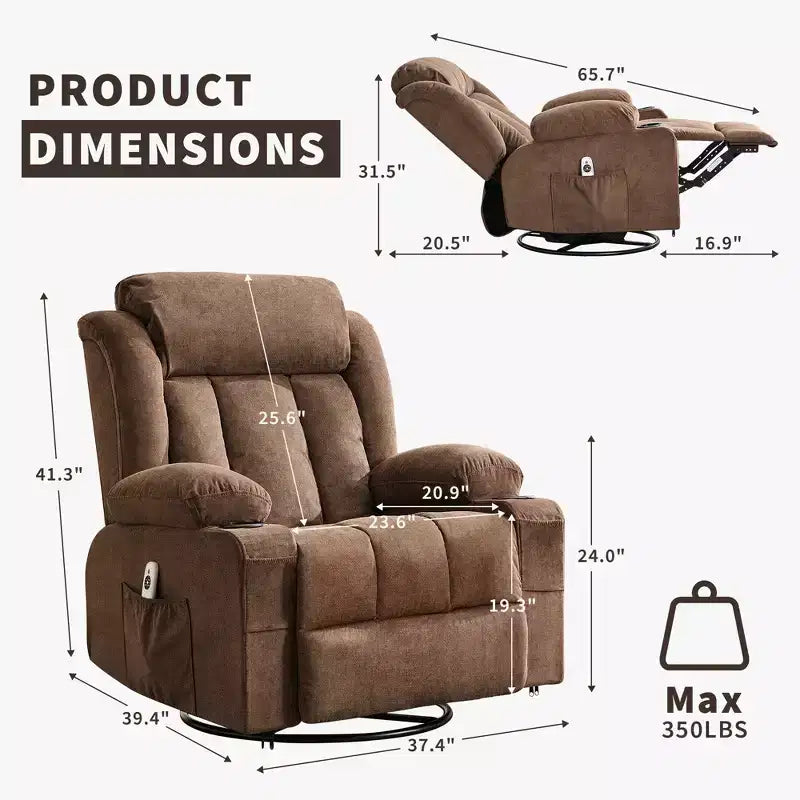 Fauteuil à bascule/relax extra-large avec rotation à 360° pour le salon