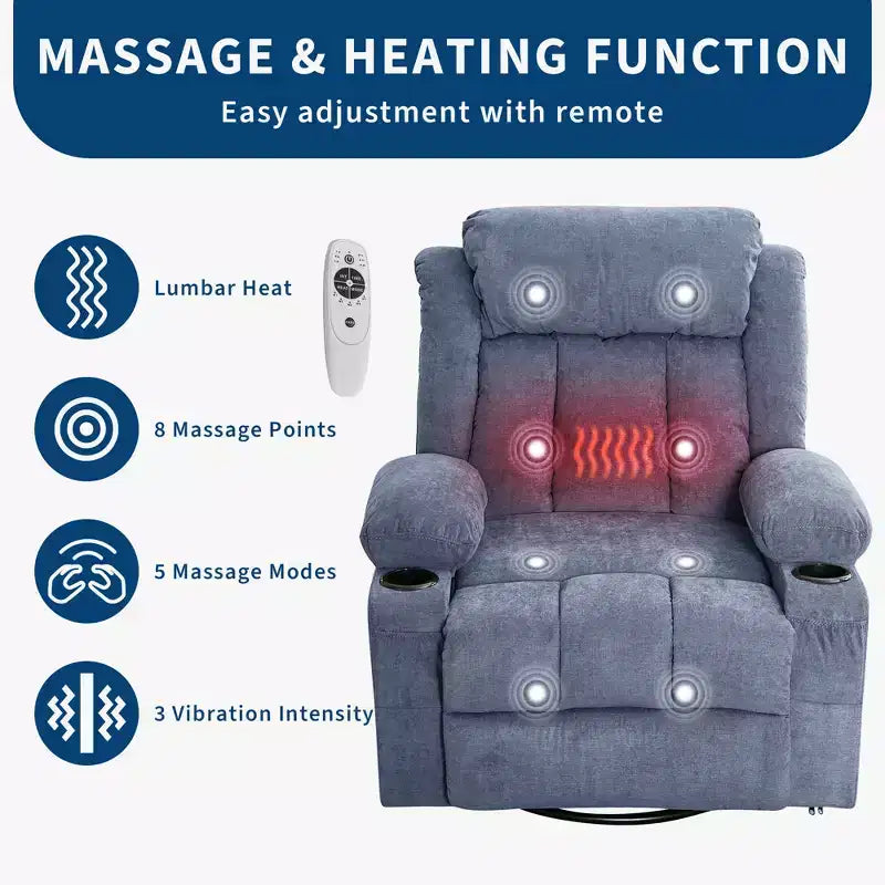 Fauteuil à bascule/relax extra-large avec rotation à 360° pour le salon