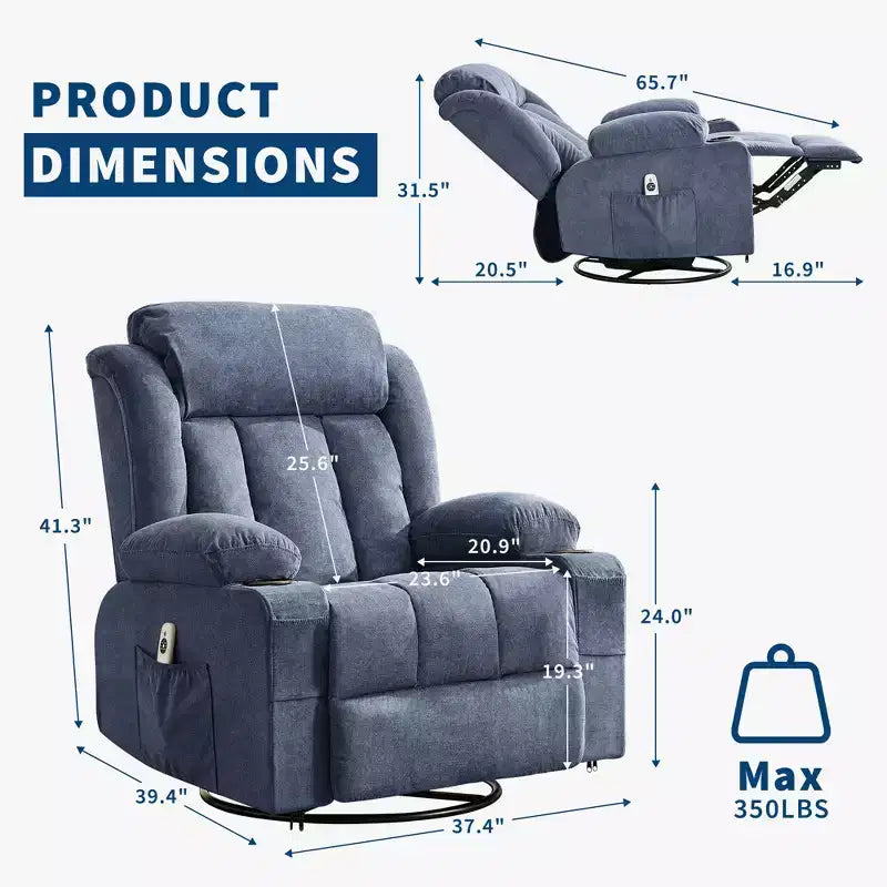 Fauteuil à bascule/relax extra-large avec rotation à 360° pour le salon