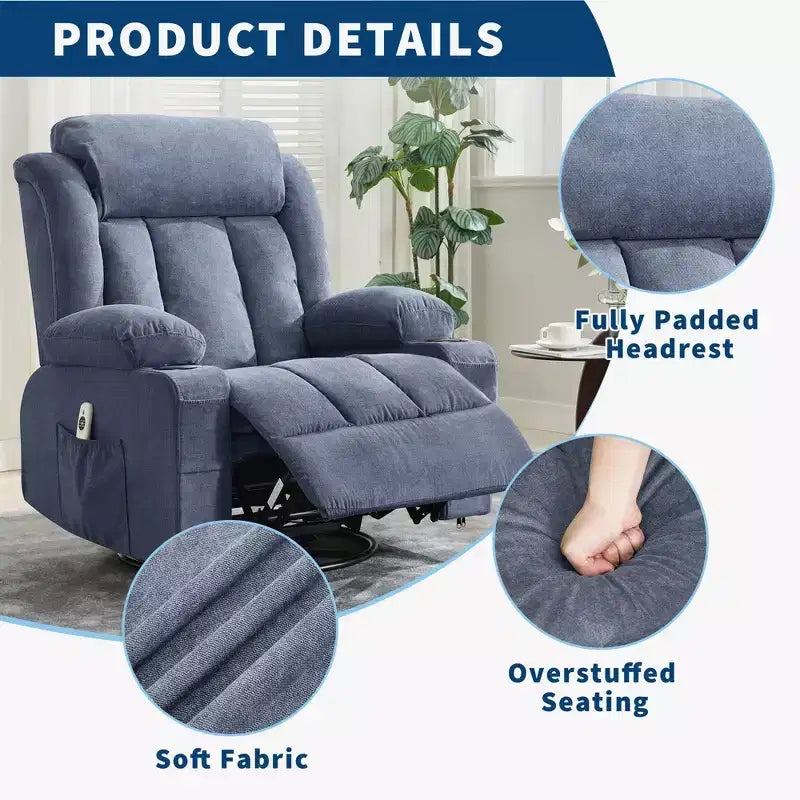 Fauteuil à bascule/relax extra-large avec rotation à 360° pour le salon