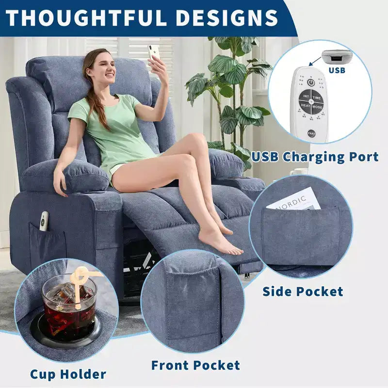 Fauteuil à bascule/relax extra-large avec rotation à 360° pour le salon