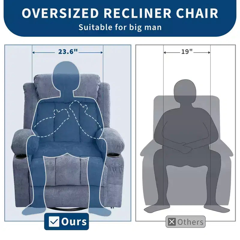 Fauteuil à bascule/relax extra-large avec rotation à 360° pour le salon