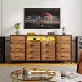 TV Stand 63 Dresser TV Stand for 65-75 Inch TVs with Charging Station & Lights
