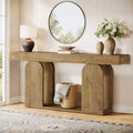 Lantine 70.9-Inch Farmhouse Console Sofa Table with Wood Frame and 2-Tier Storage Shelf Light Brown Ideal for Living Room Hallway Foyer.