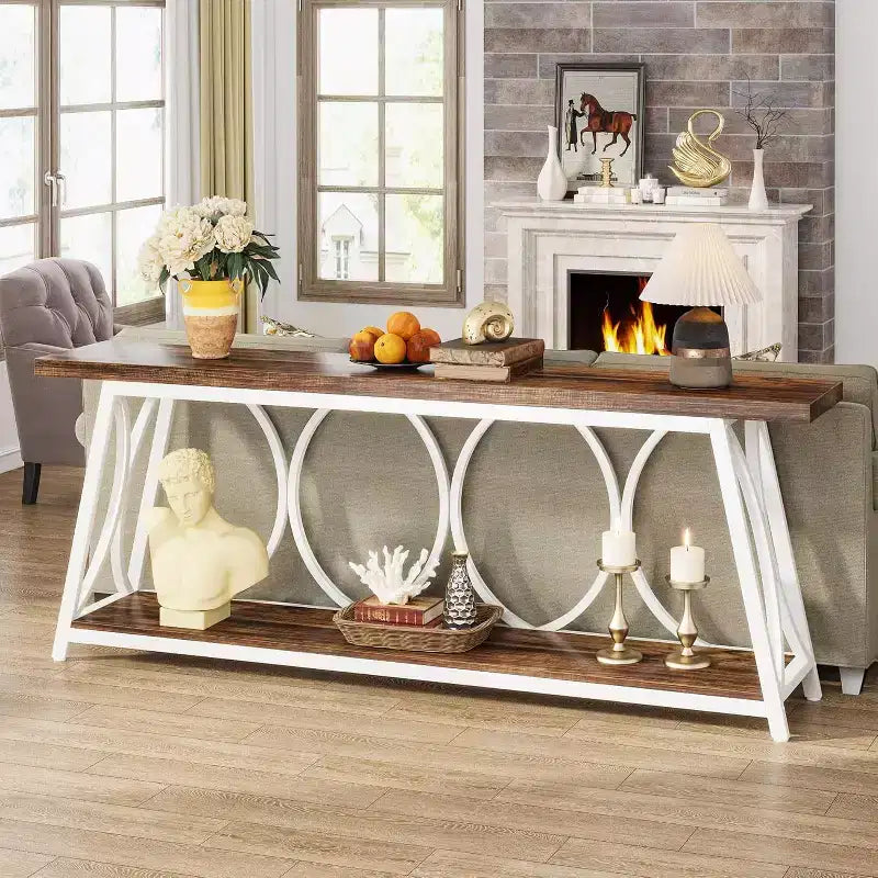 Console extra longue, table de canapé industrielle