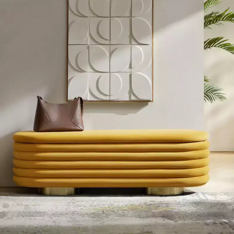 Banc capitonné en canaux