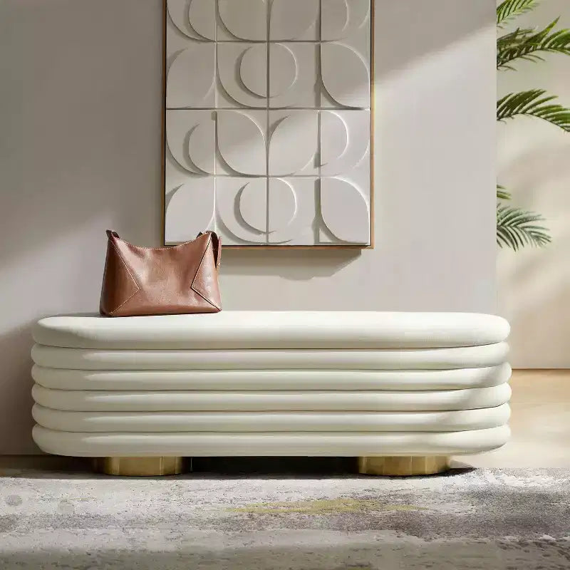 Banc capitonné en canaux