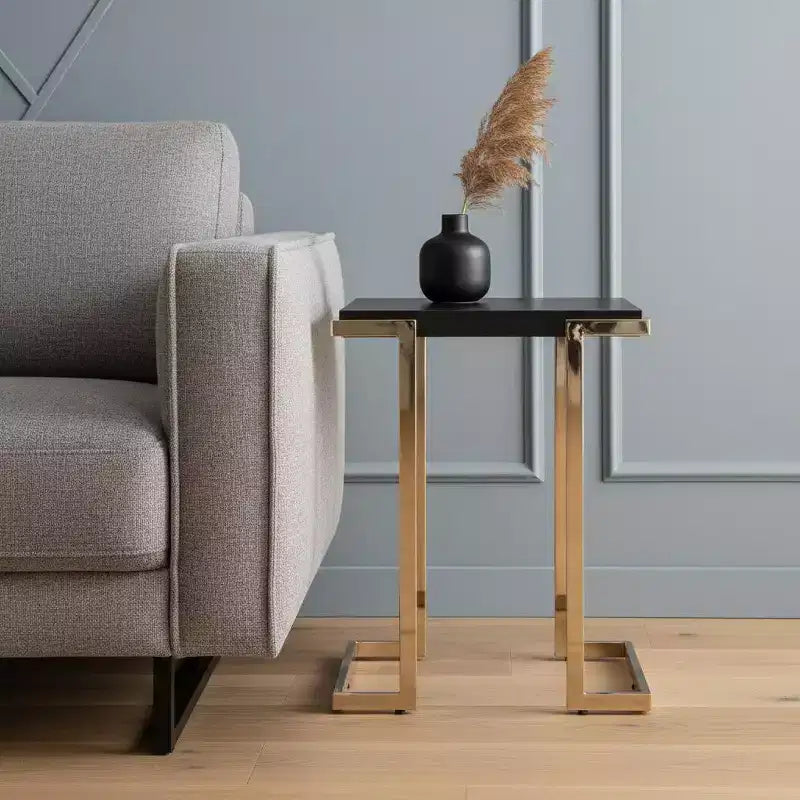 Table d'appoint carrée en métal géométrique noir 24 po