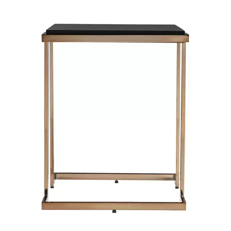 Table d'appoint carrée en métal géométrique noir 24 po