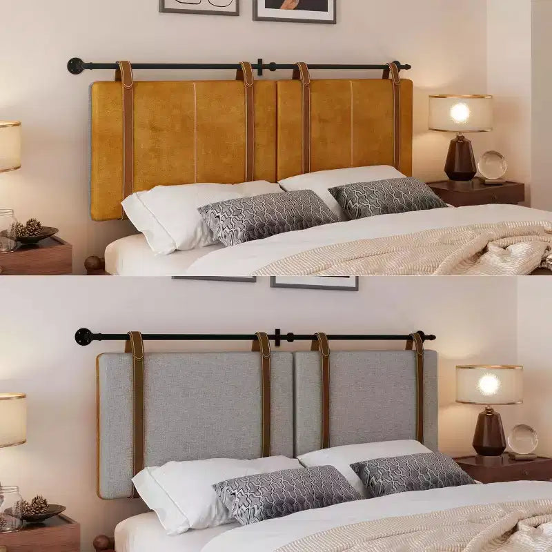 ACOINEL Wall Mounted Upholstered Headboard Double-Sided & Height Adjustable Faux Leather Straps Modern Decor