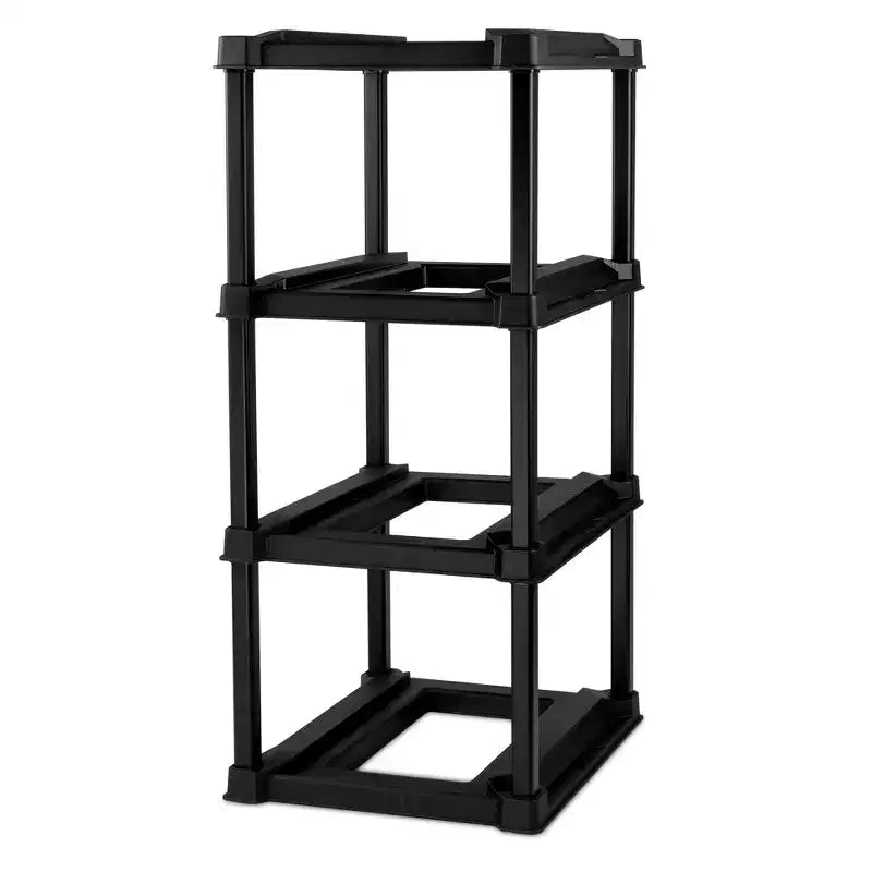 Sterilite 4 Tier Tote Rack, Vertical Garage or Basement Storage Organizer, Black