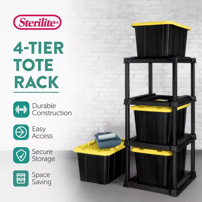 Support de rangement à 4 niveaux, Organisateur de rangement vertical pour garage ou sous-sol, Noir