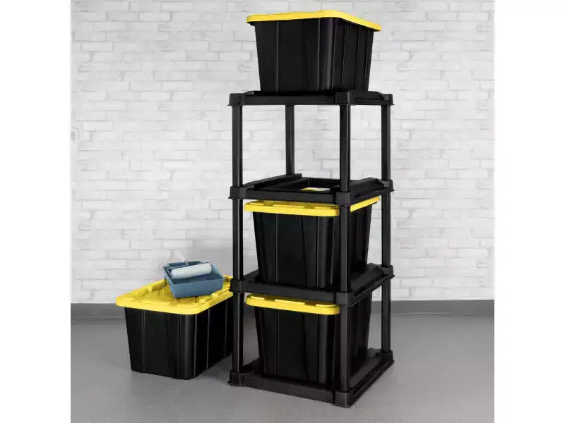 Support de rangement à 4 niveaux, Organisateur de rangement vertical pour garage ou sous-sol, Noir
