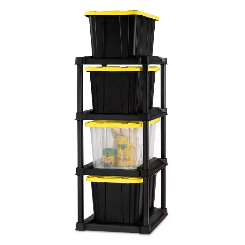 Support de rangement à 4 niveaux, Organisateur de rangement vertical pour garage ou sous-sol, Noir
