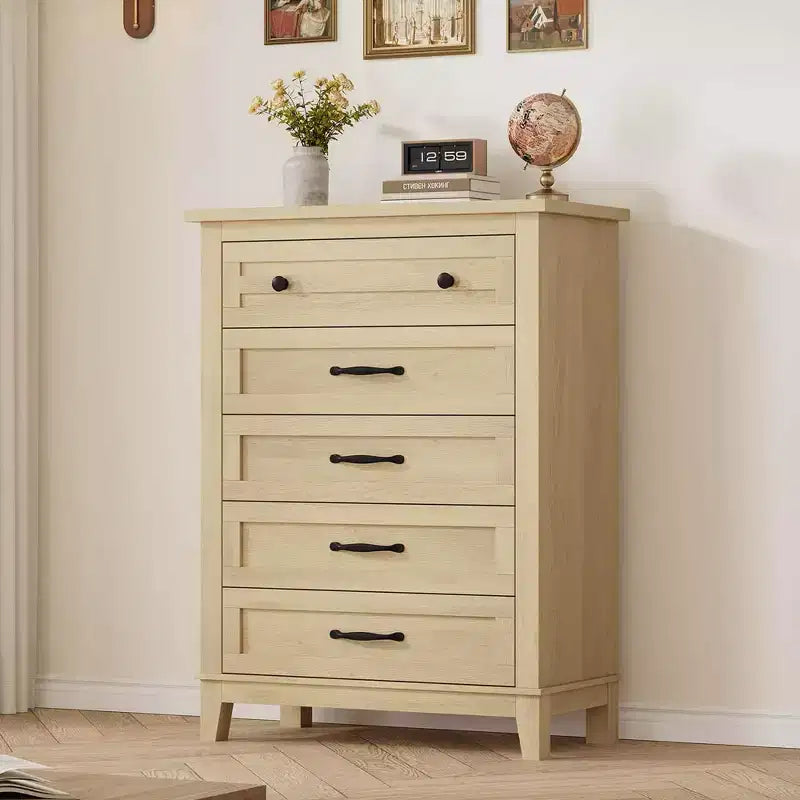 Vertical Drawer Dresser Freestanding Wooden Drawer Large Storage for Bedroom Living Room