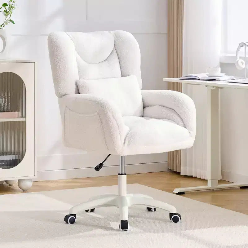 Chaise de bureau réglable en tissu avec support lombaire et roulettes