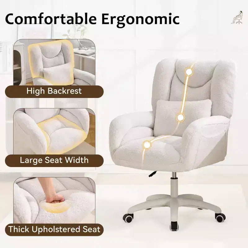 Chaise de bureau réglable en tissu avec support lombaire et roulettes