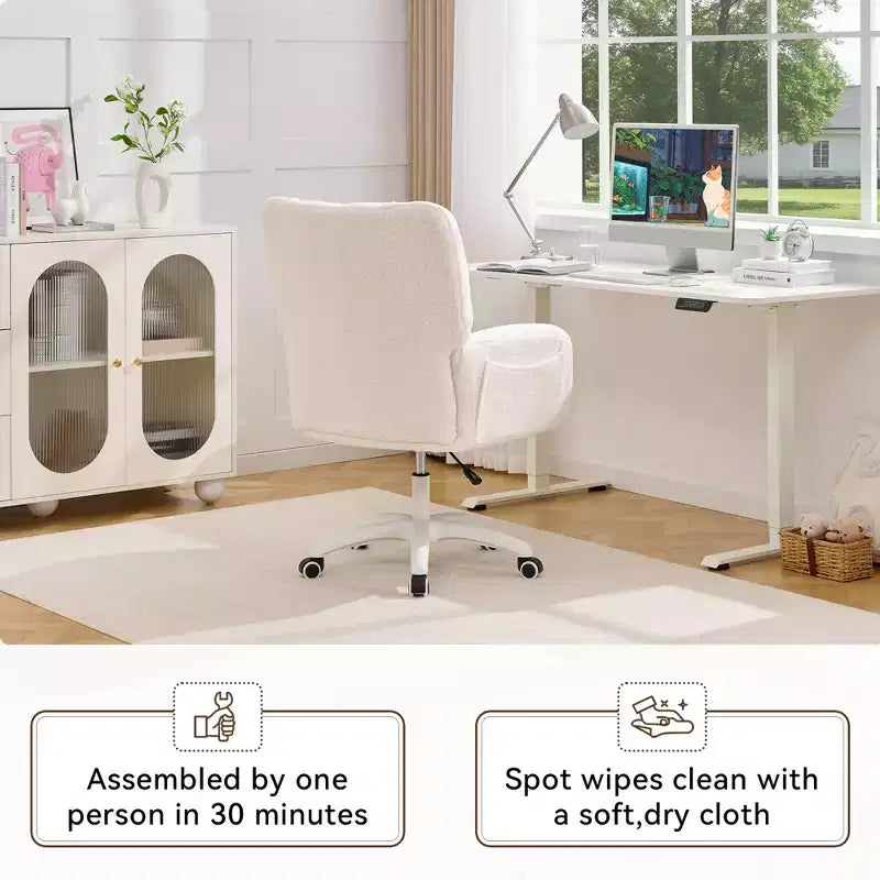Chaise de bureau réglable en tissu avec support lombaire et roulettes