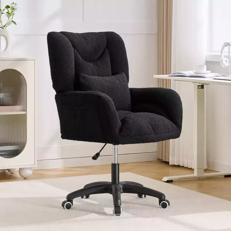 Chaise de bureau réglable en tissu avec support lombaire et roulettes