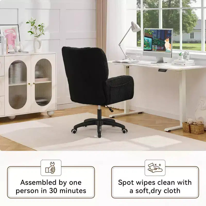 Chaise de bureau réglable en tissu avec support lombaire et roulettes