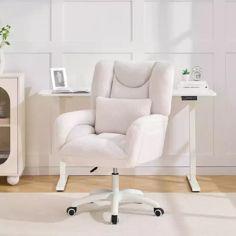 Chaise de bureau réglable en tissu avec support lombaire et roulettes